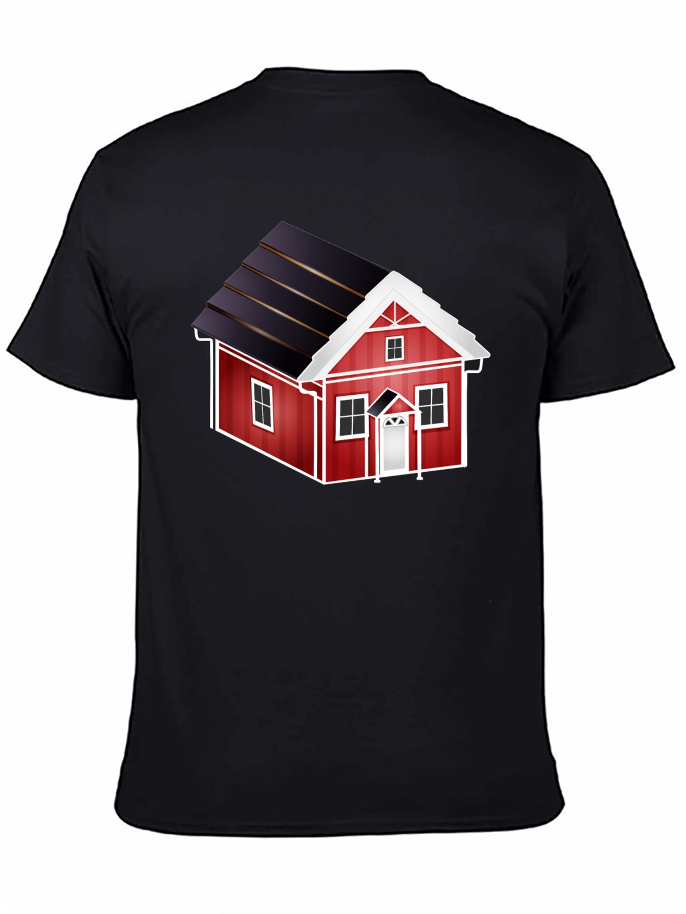 Red House Graphic Tee - Black Cotton Casual T-Shirt
