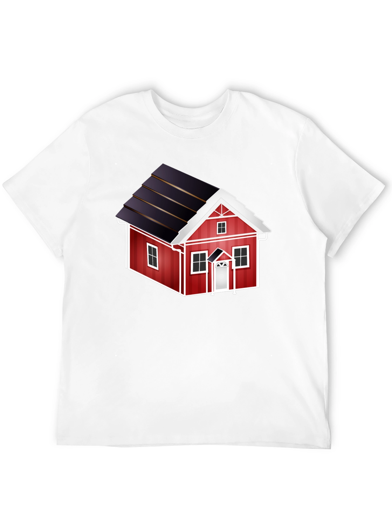 Red House Graphic Tee - Black Cotton Casual T-Shirt