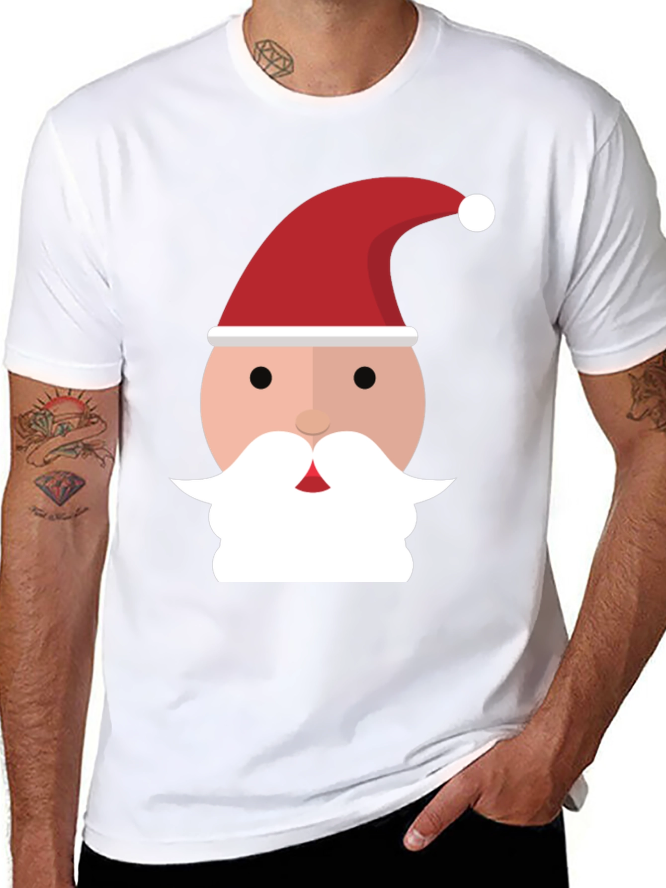 Santa Face Graphic Tee - Black Holiday Shirt