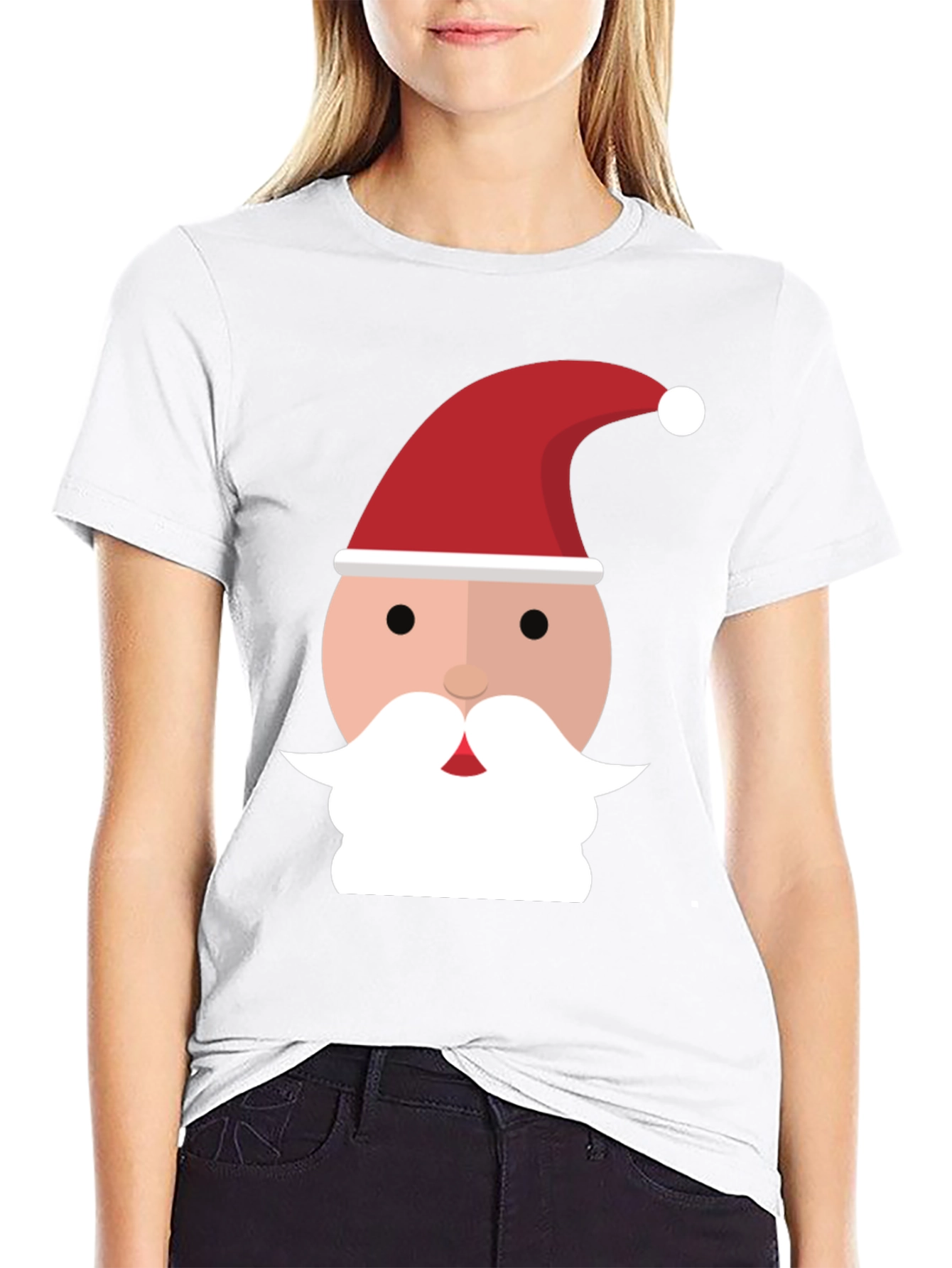 Santa Face Graphic Tee - Black Holiday Shirt