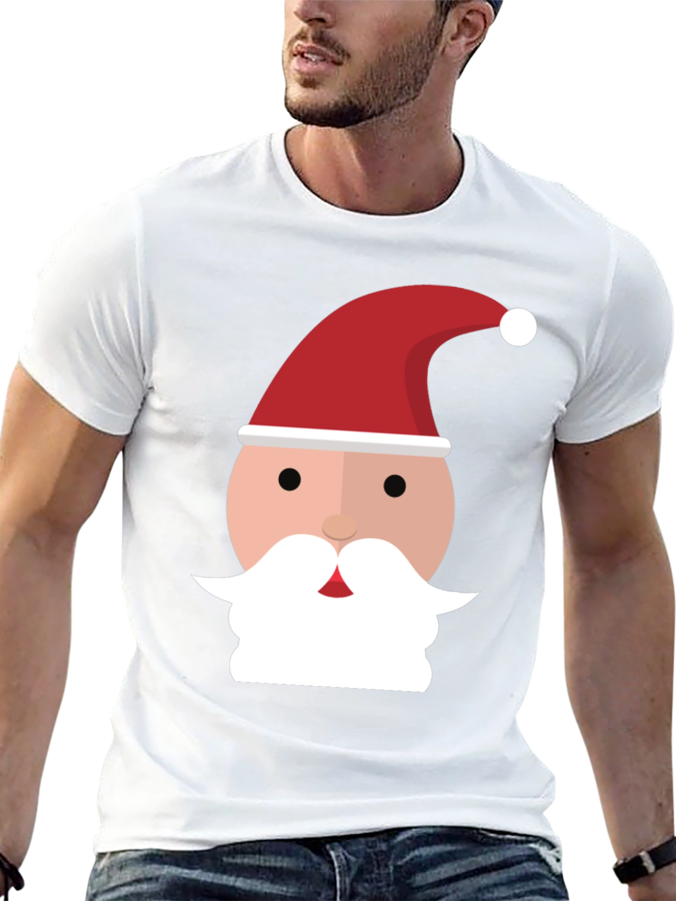Santa Face Graphic Tee - Black Holiday Shirt