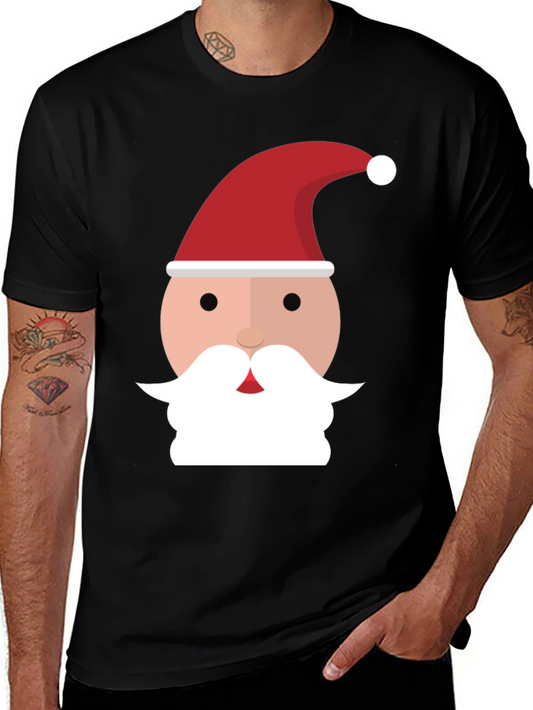Santa Face Graphic Tee - Black Holiday Shirt