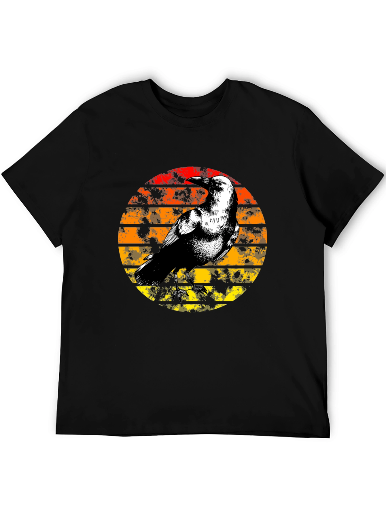 Raven Sunset Graphic Tee - Stylish Black T-Shirt