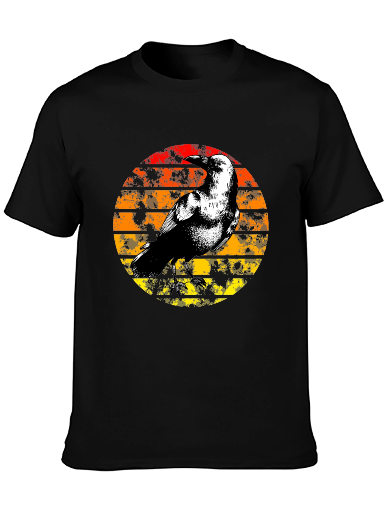 Raven Sunset Graphic Tee - Stylish Black T-Shirt