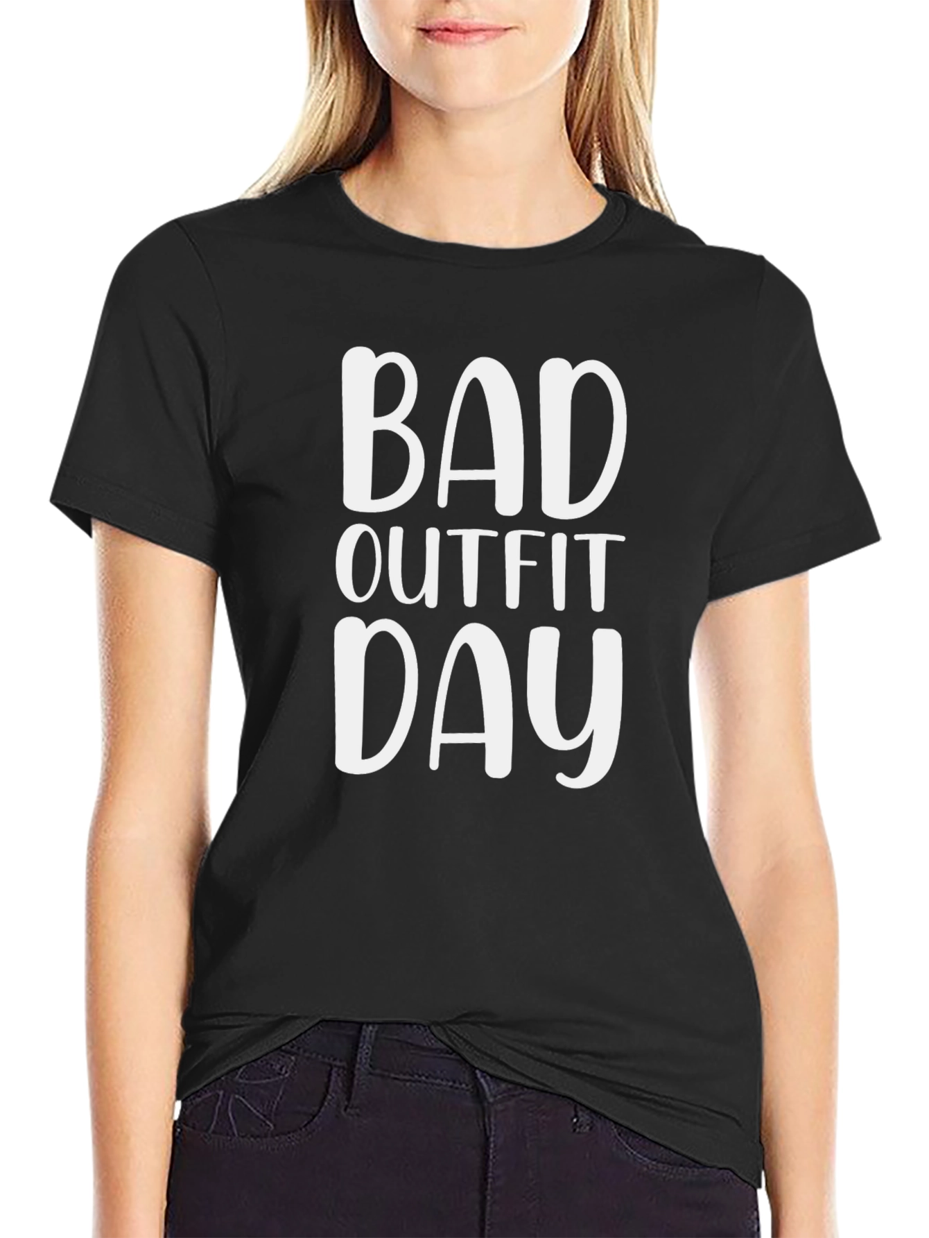 Bad Outfit Day Graphic T-Shirt - Black Cotton Tee