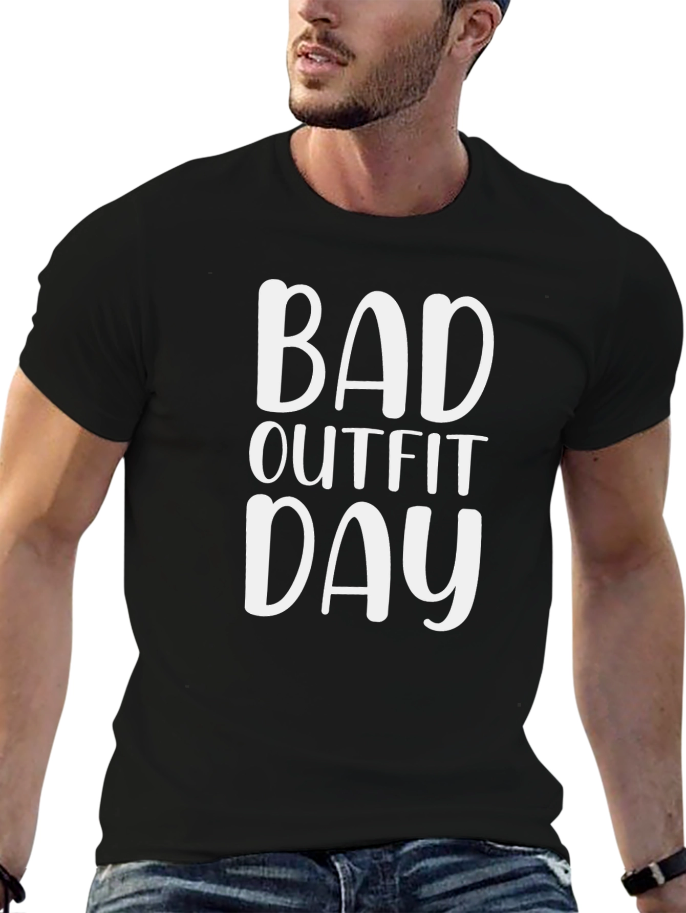 Bad Outfit Day Graphic T-Shirt - Black Cotton Tee