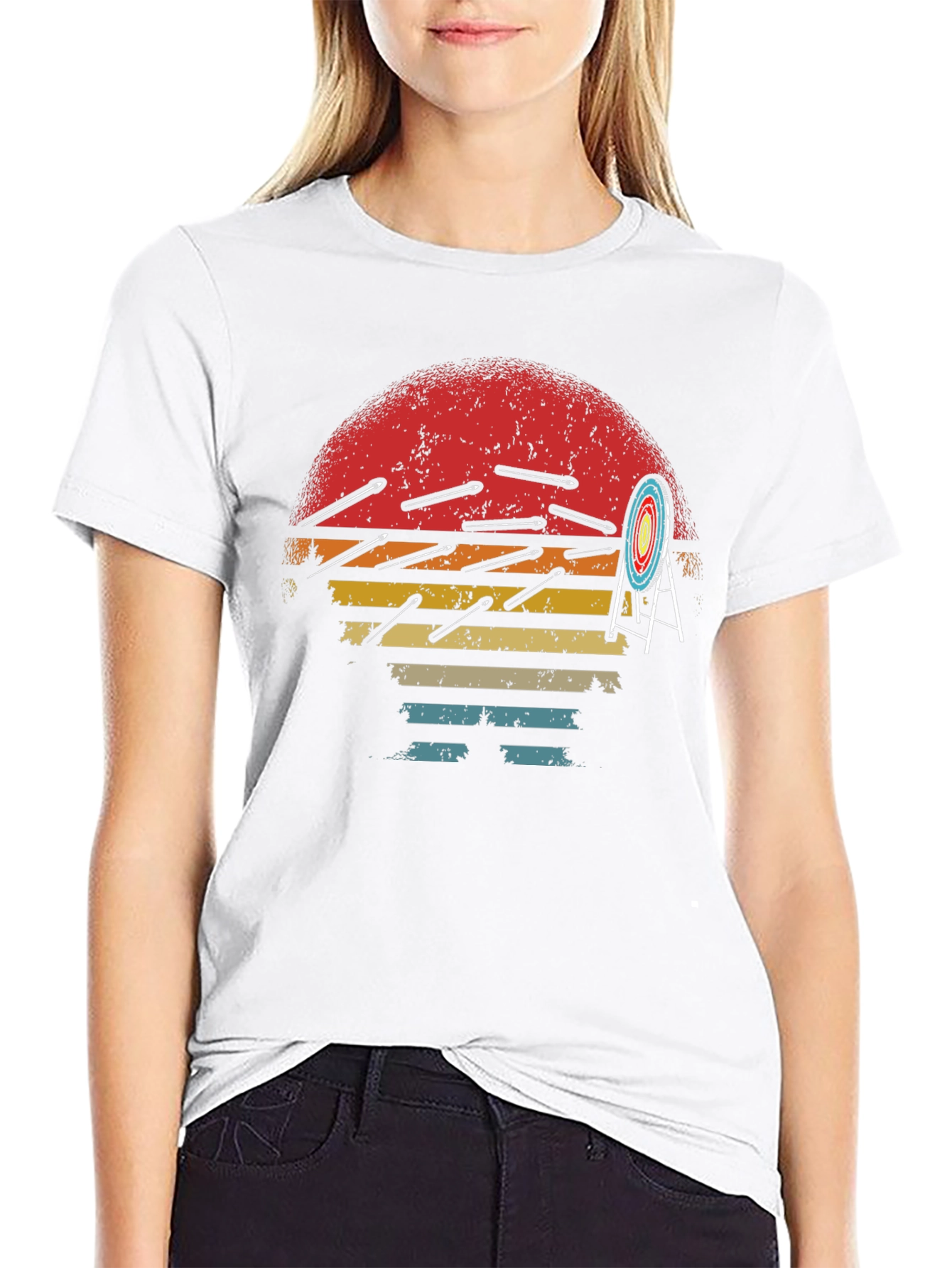 Archery Arrow Sunset Graphic T-Shirt