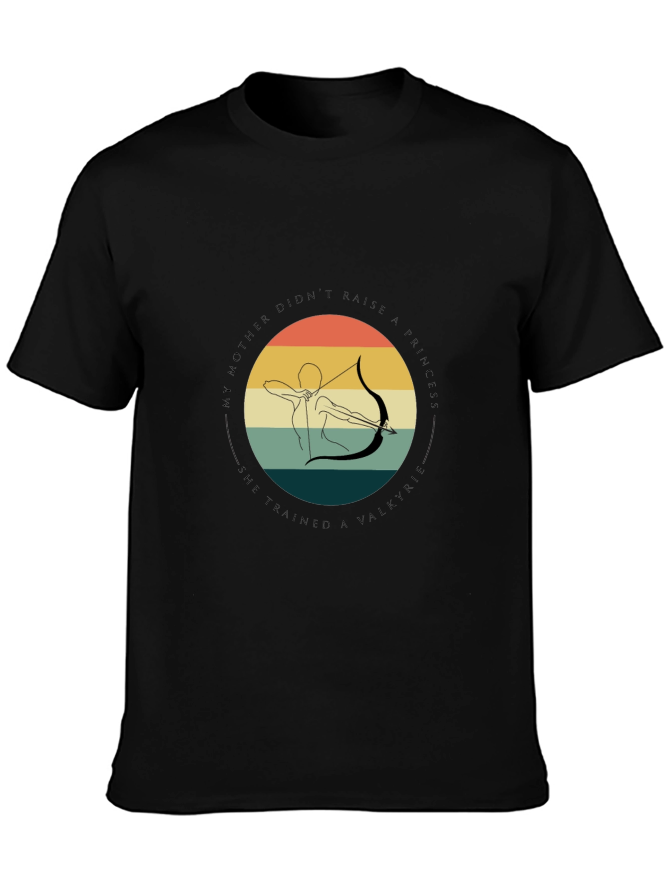 Valkyrie Archer Graphic Tee - Black Cotton T-Shirt
