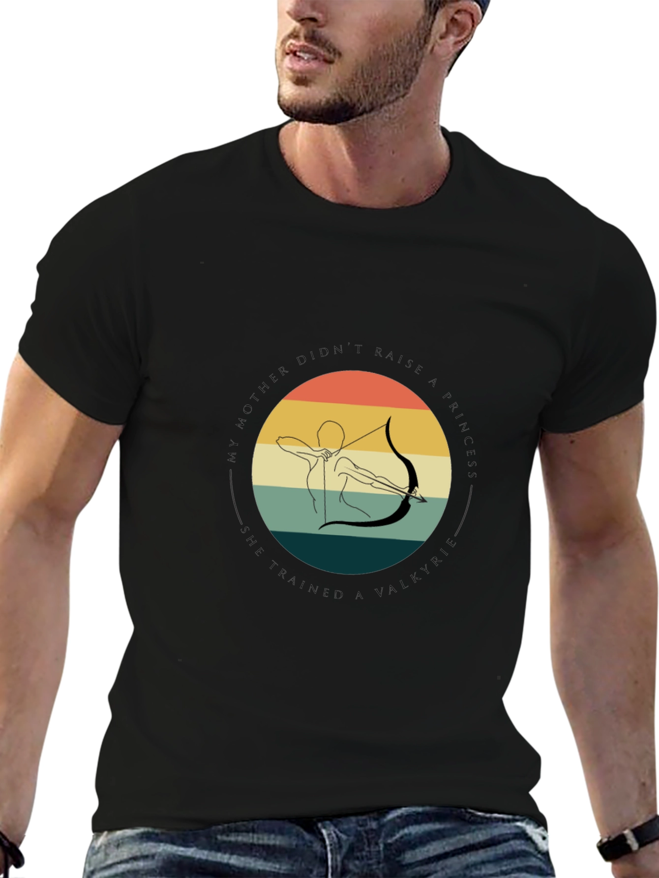 Valkyrie Archer Graphic Tee - Black Cotton T-Shirt