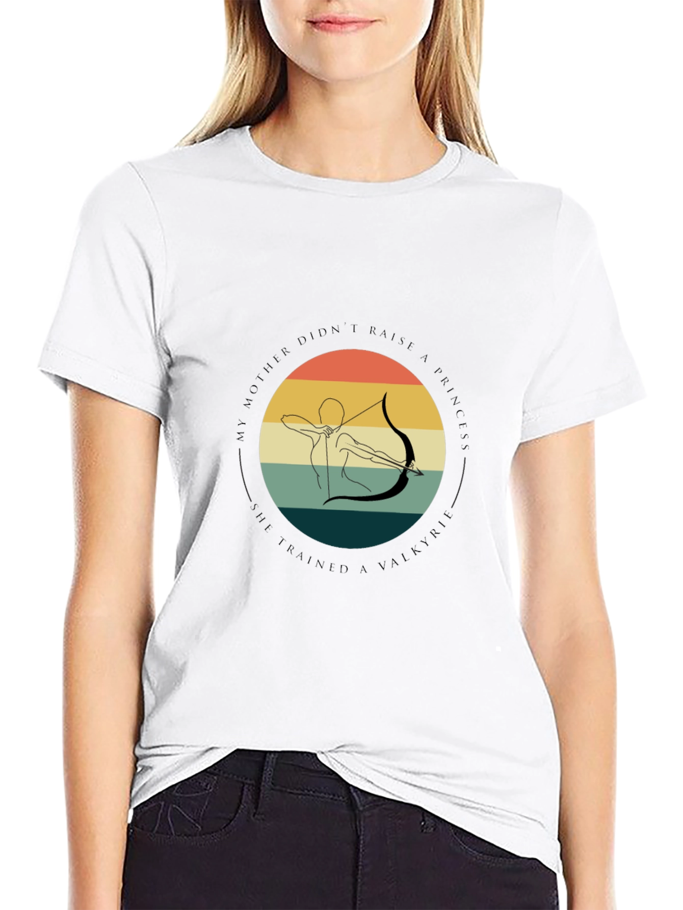 Valkyrie Archer Graphic Tee - Black Cotton T-Shirt