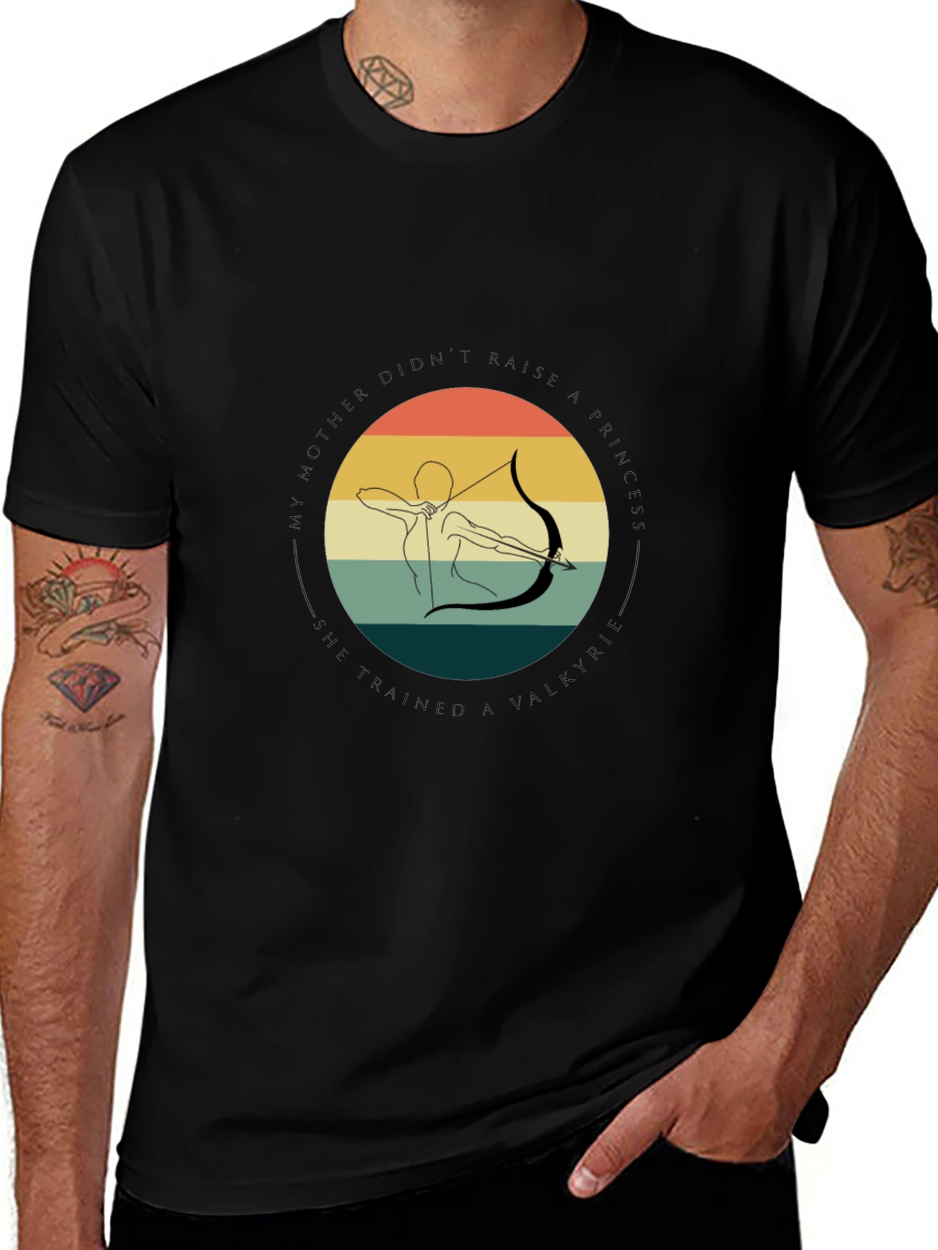 Valkyrie Archer Graphic Tee - Black Cotton T-Shirt