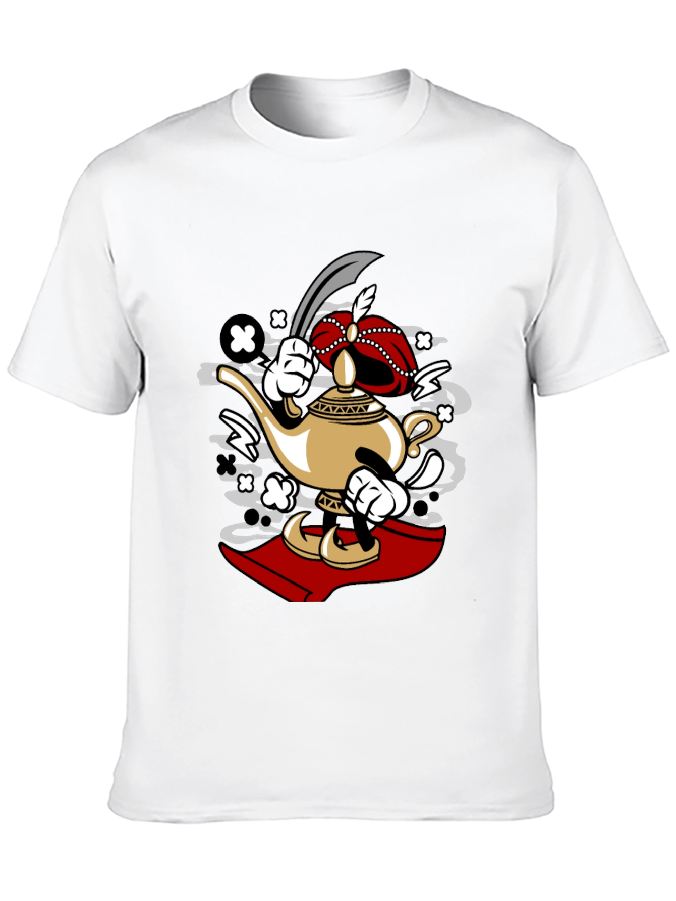 Cartoon Lamp Character Black T-Shirt