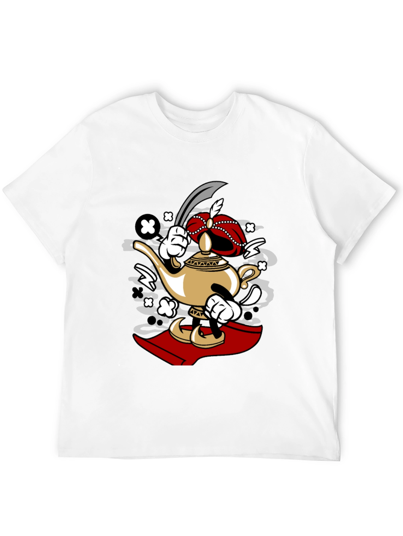Cartoon Lamp Character Black T-Shirt