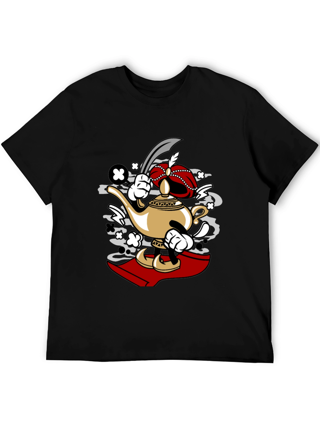 Cartoon Lamp Character Black T-Shirt