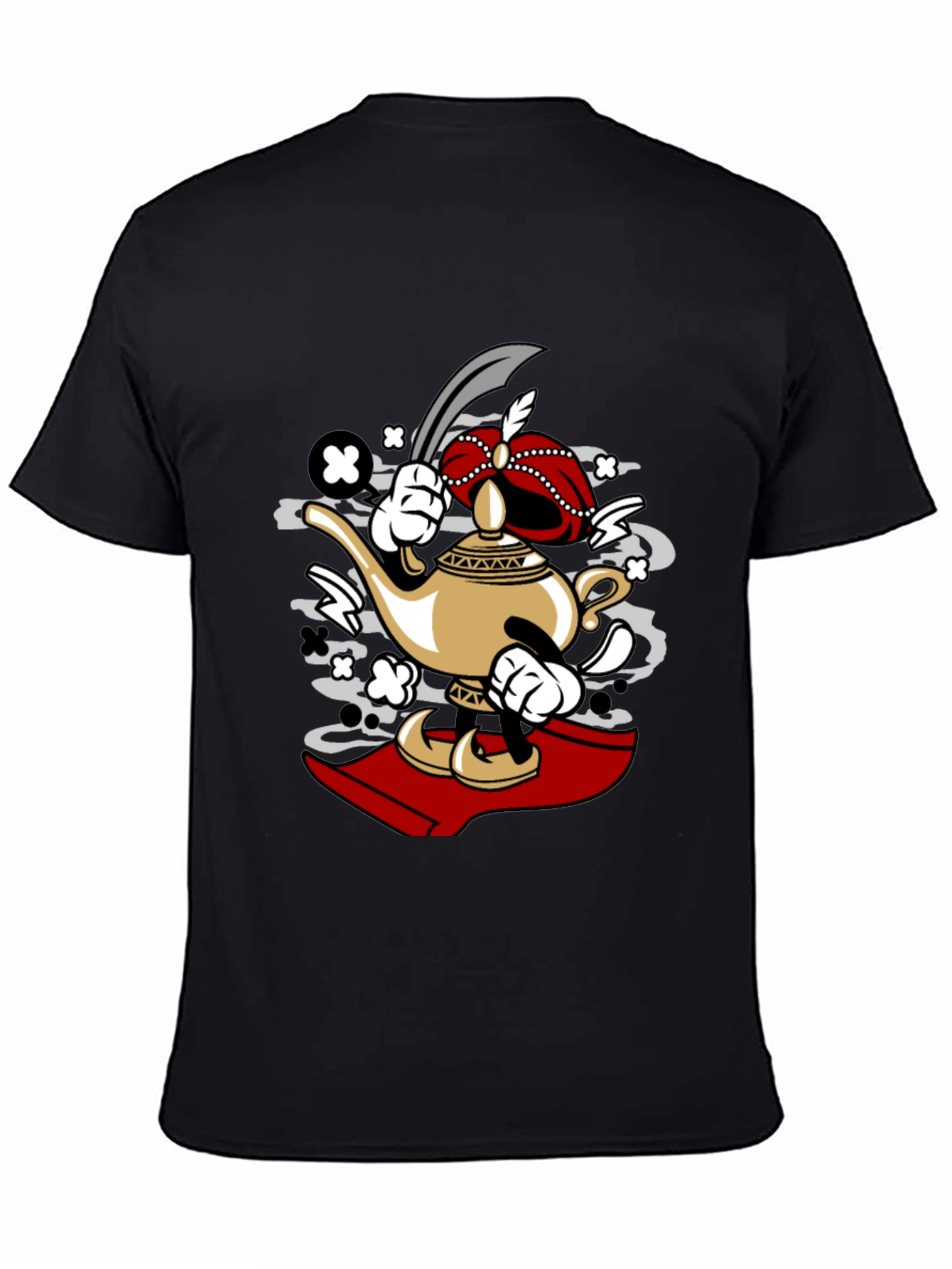 Cartoon Lamp Character Black T-Shirt