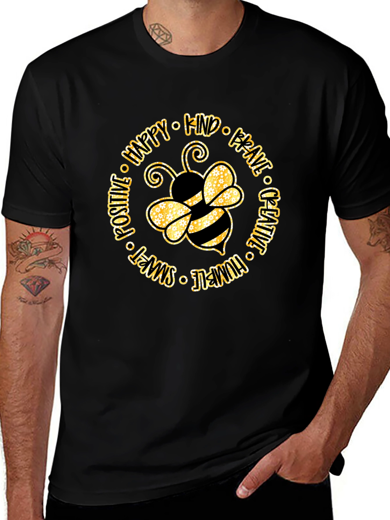 Bee Kind Graphic T-Shirt - Unisex Black Cotton Tee
