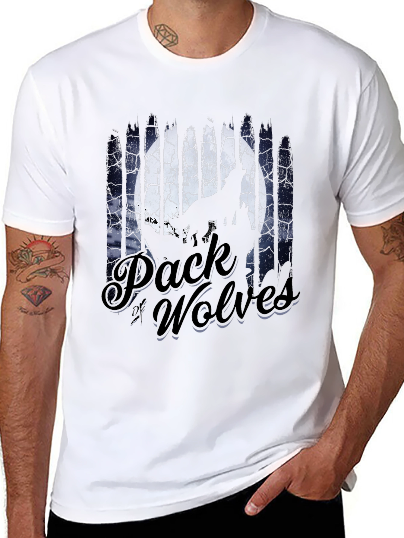 Pack of Wolves Graphic Tee - Mens Black T-Shirt