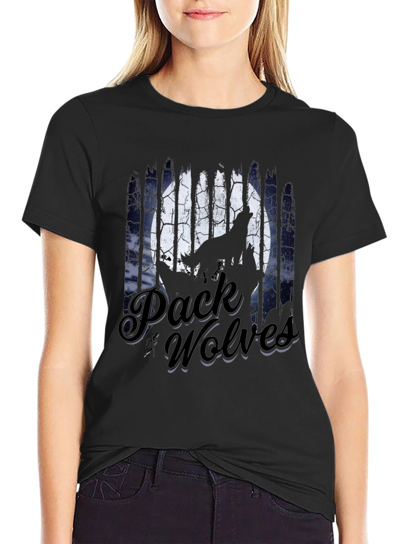 Pack of Wolves Graphic Tee - Mens Black T-Shirt