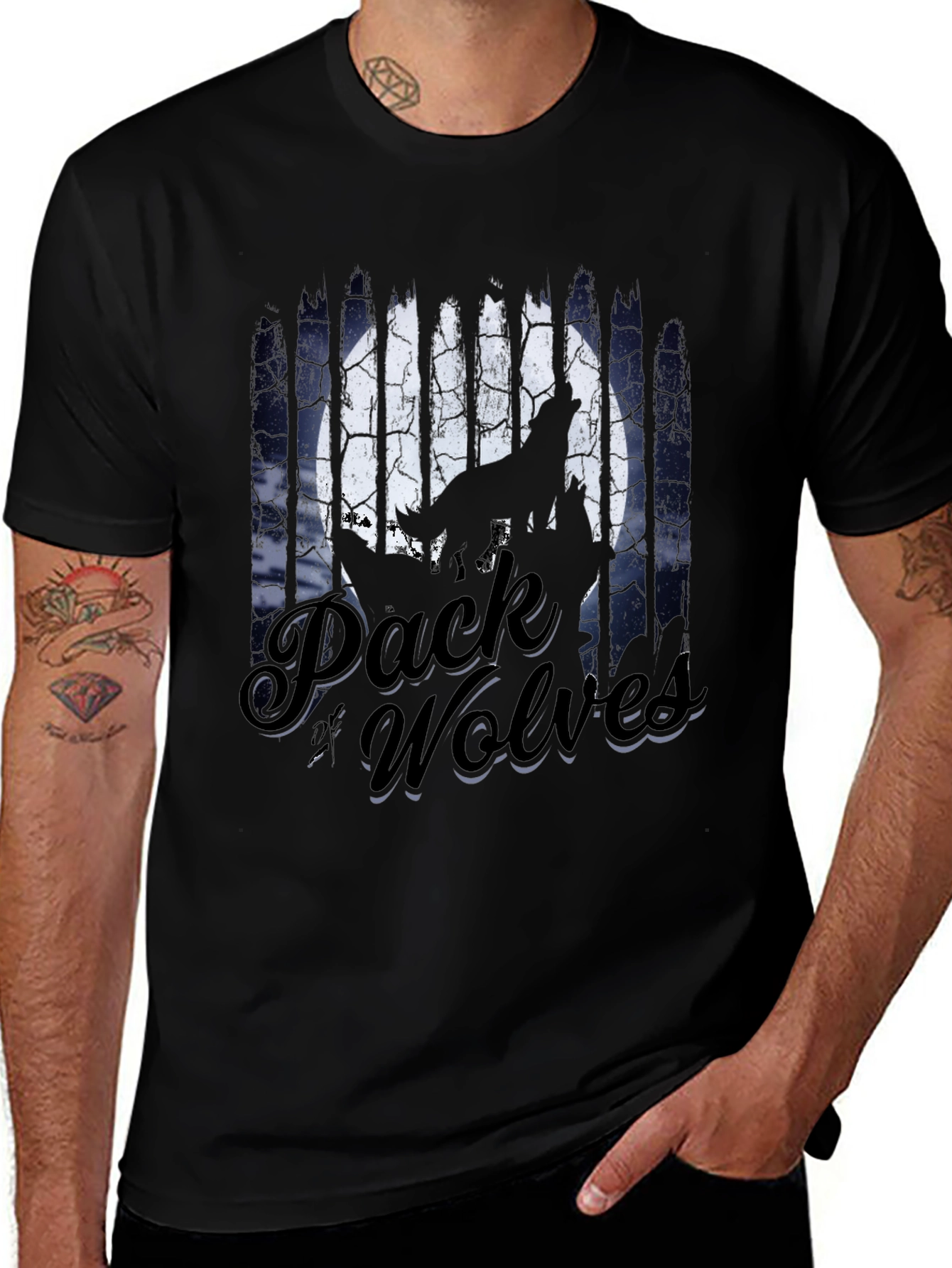 Pack of Wolves Graphic Tee - Mens Black T-Shirt