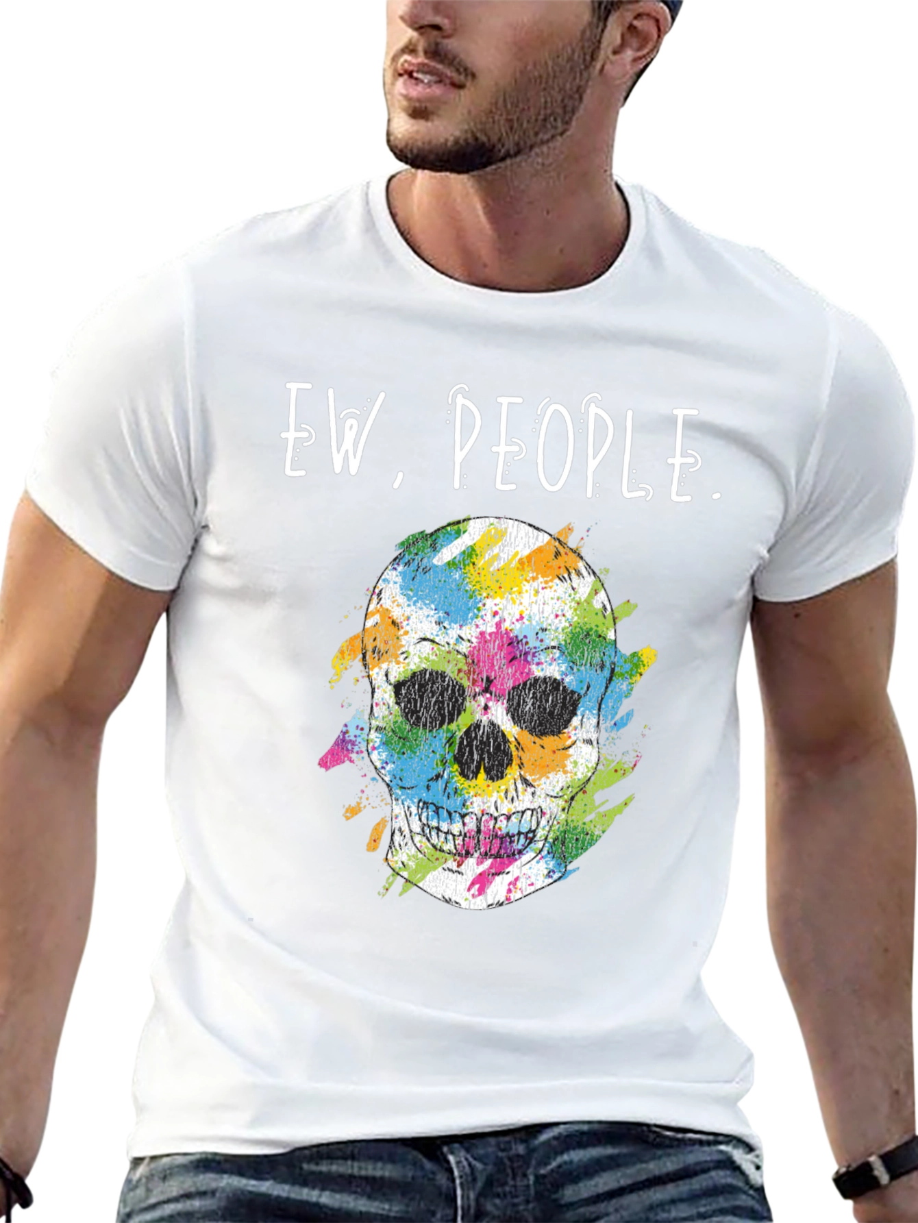 Ew People Skull Graphic T-Shirt - Trendy Casual Wear