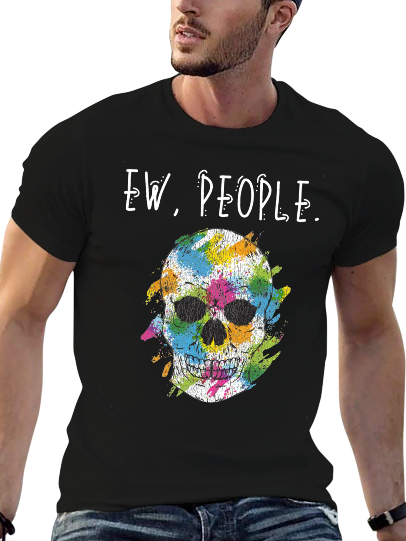 Ew People Skull Graphic T-Shirt - Trendy Casual Wear