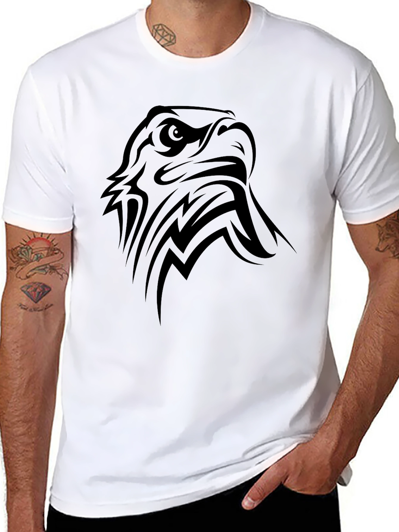 Tribal Eagle Graphic Black T-Shirt