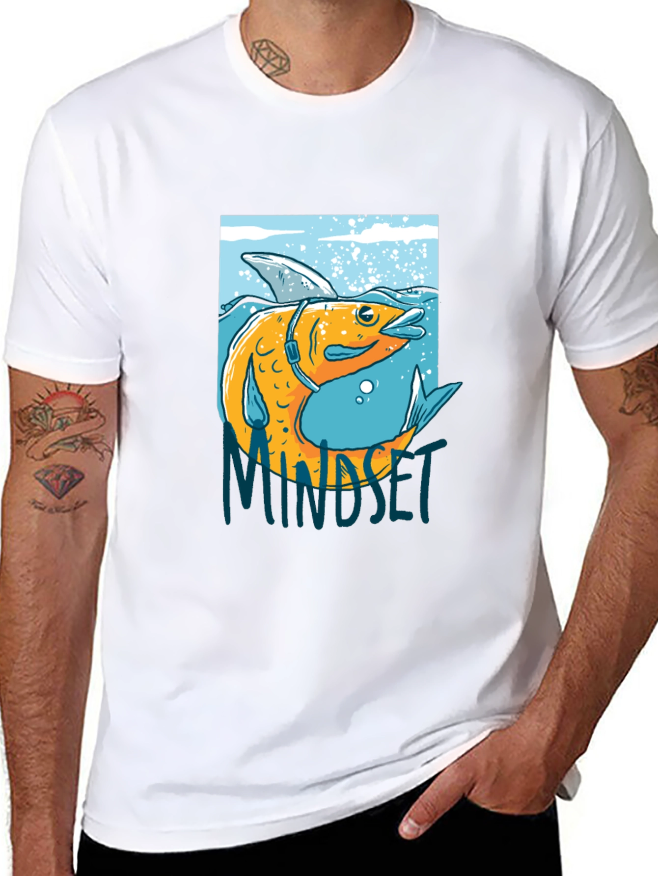 Fish Mindset Graphic Black T-Shirt