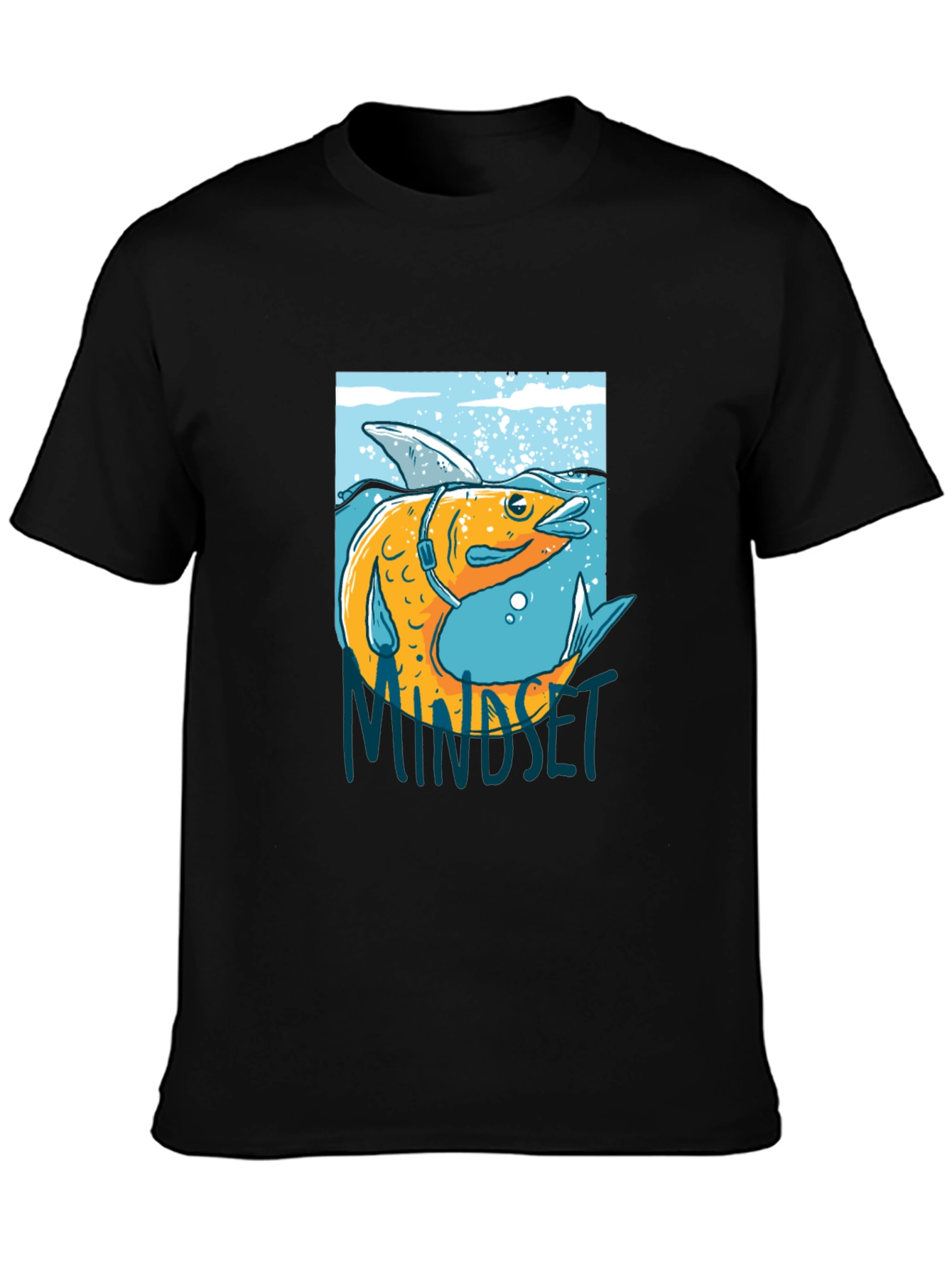 Fish Mindset Graphic Black T-Shirt
