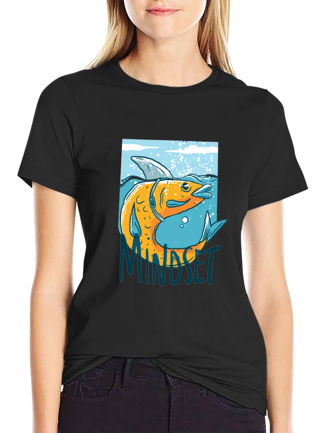 Fish Mindset Graphic Black T-Shirt