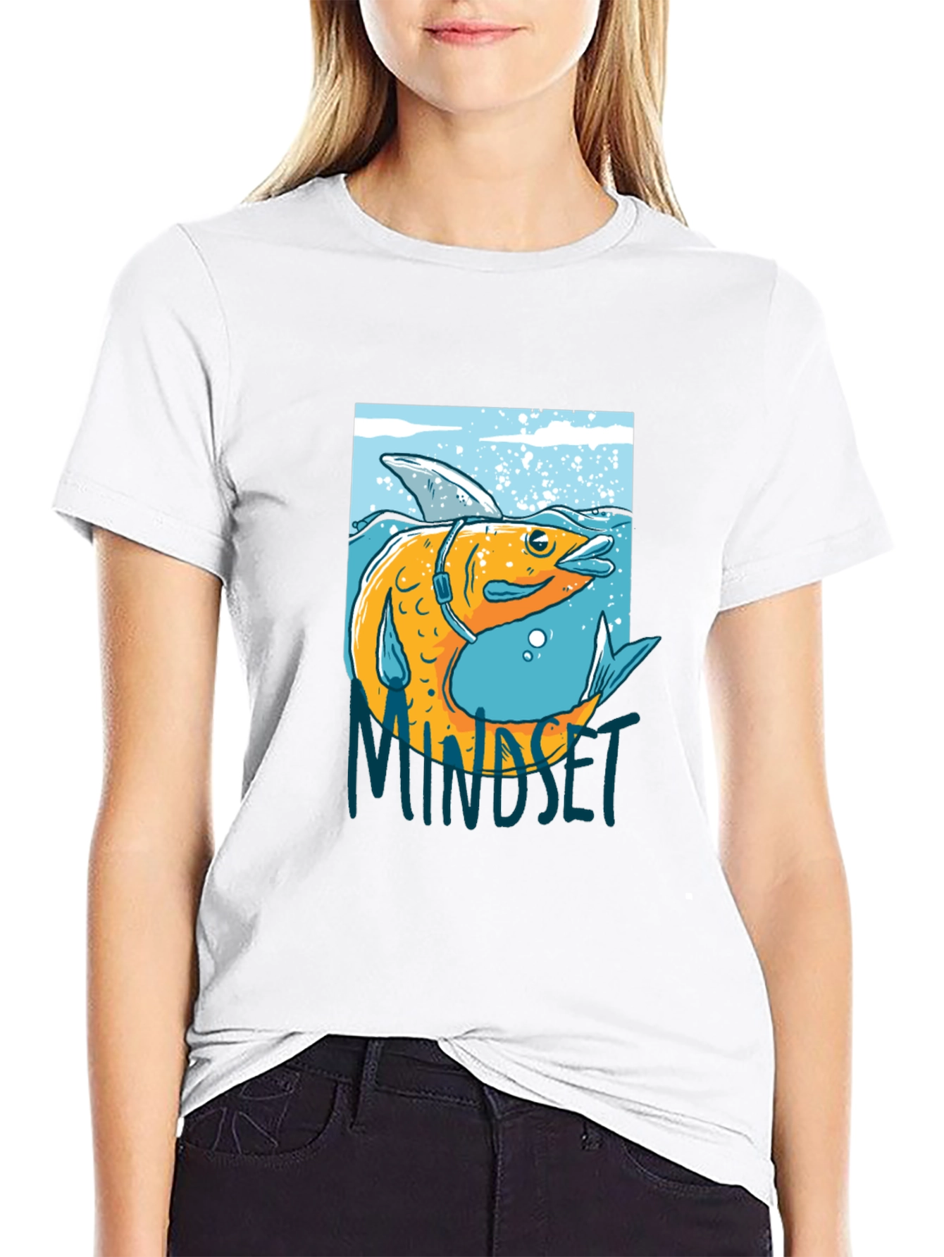 Fish Mindset Graphic Black T-Shirt