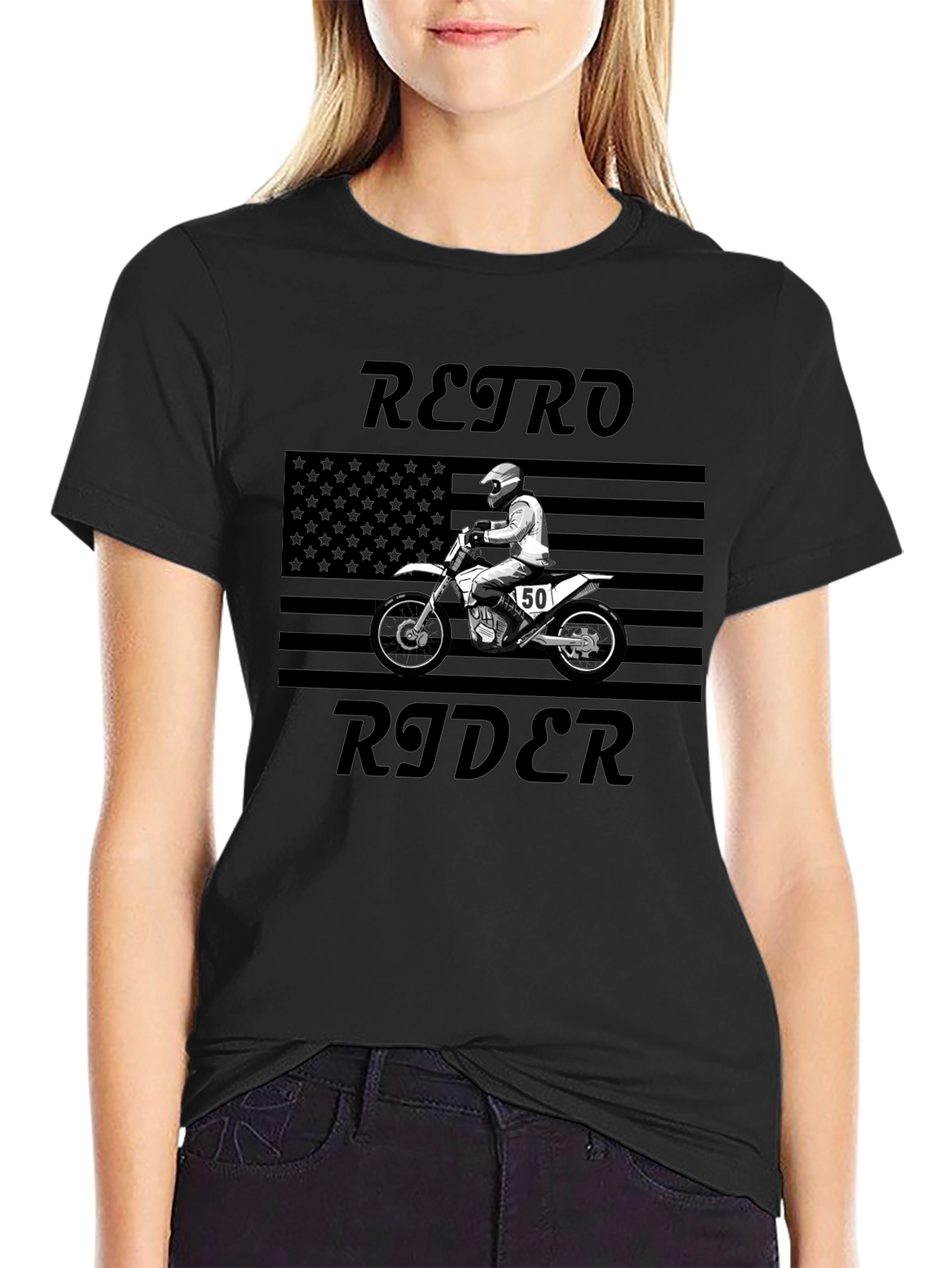 Retro Rider Graphic Tee - Motorcycle Design