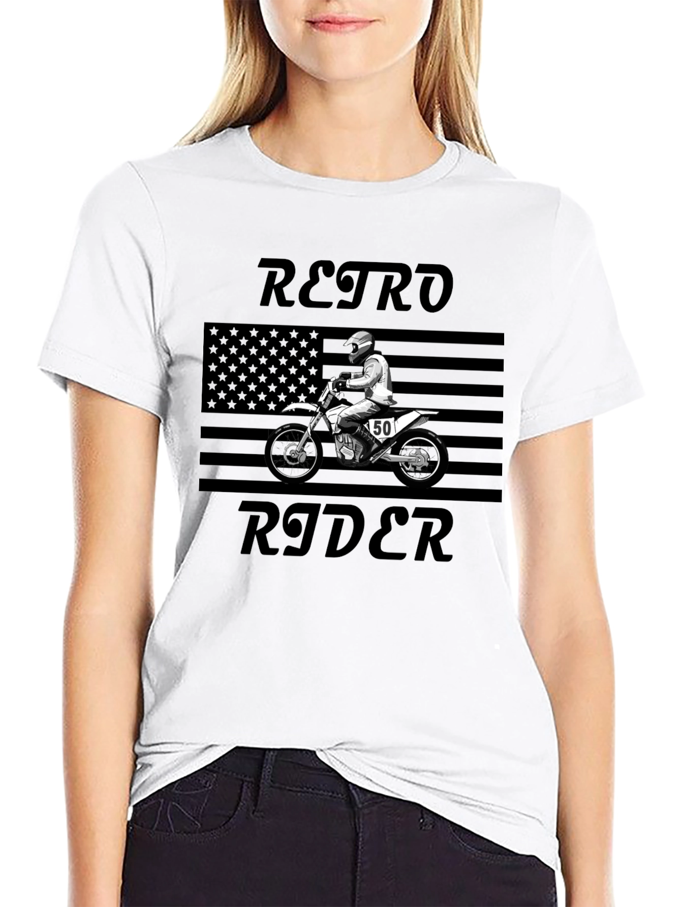 Retro Rider Graphic Tee - Motorcycle Design