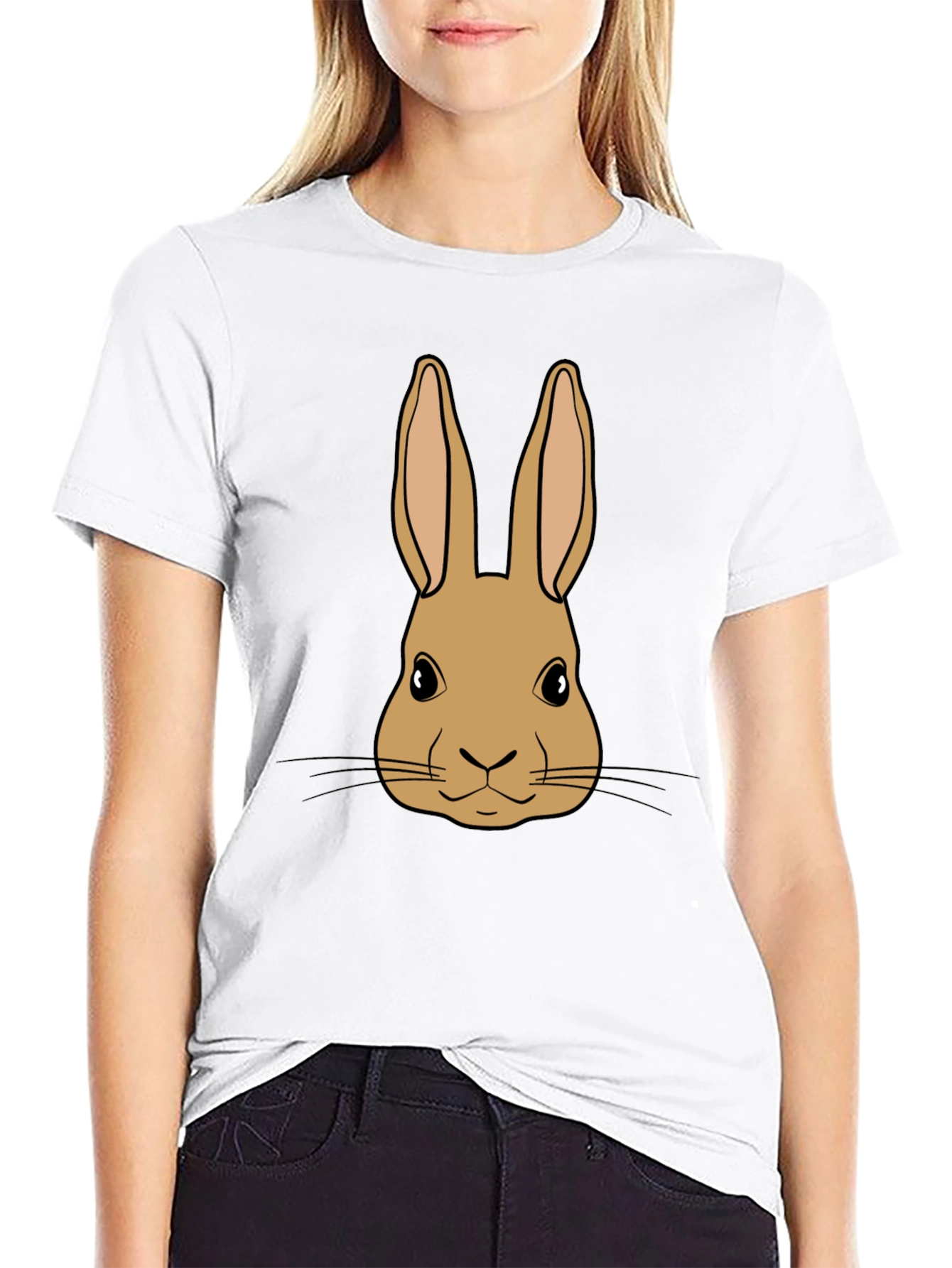 Bunny Graphic Tee - Black Cotton Blend Unisex