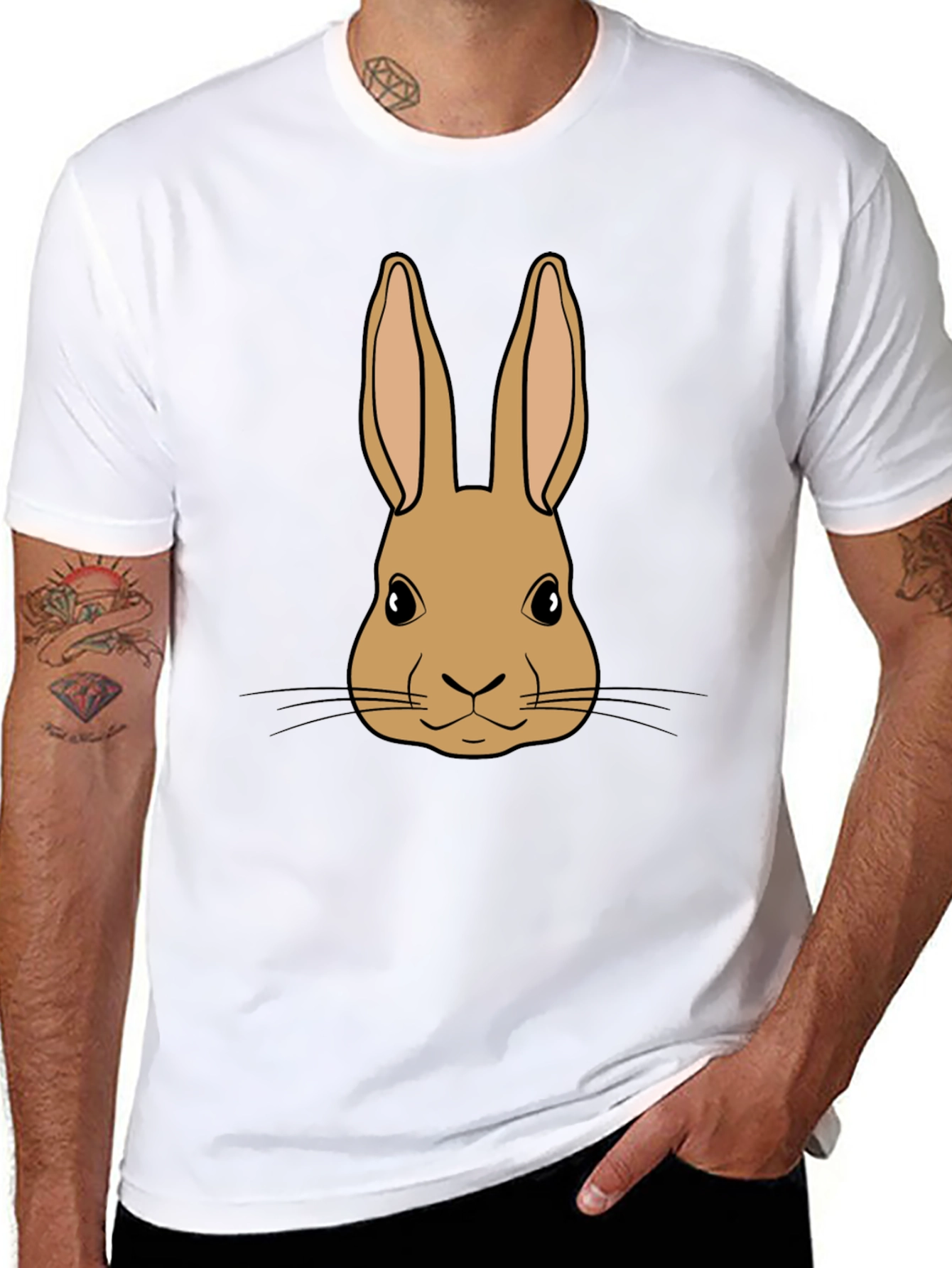 Bunny Graphic Tee - Black Cotton Blend Unisex