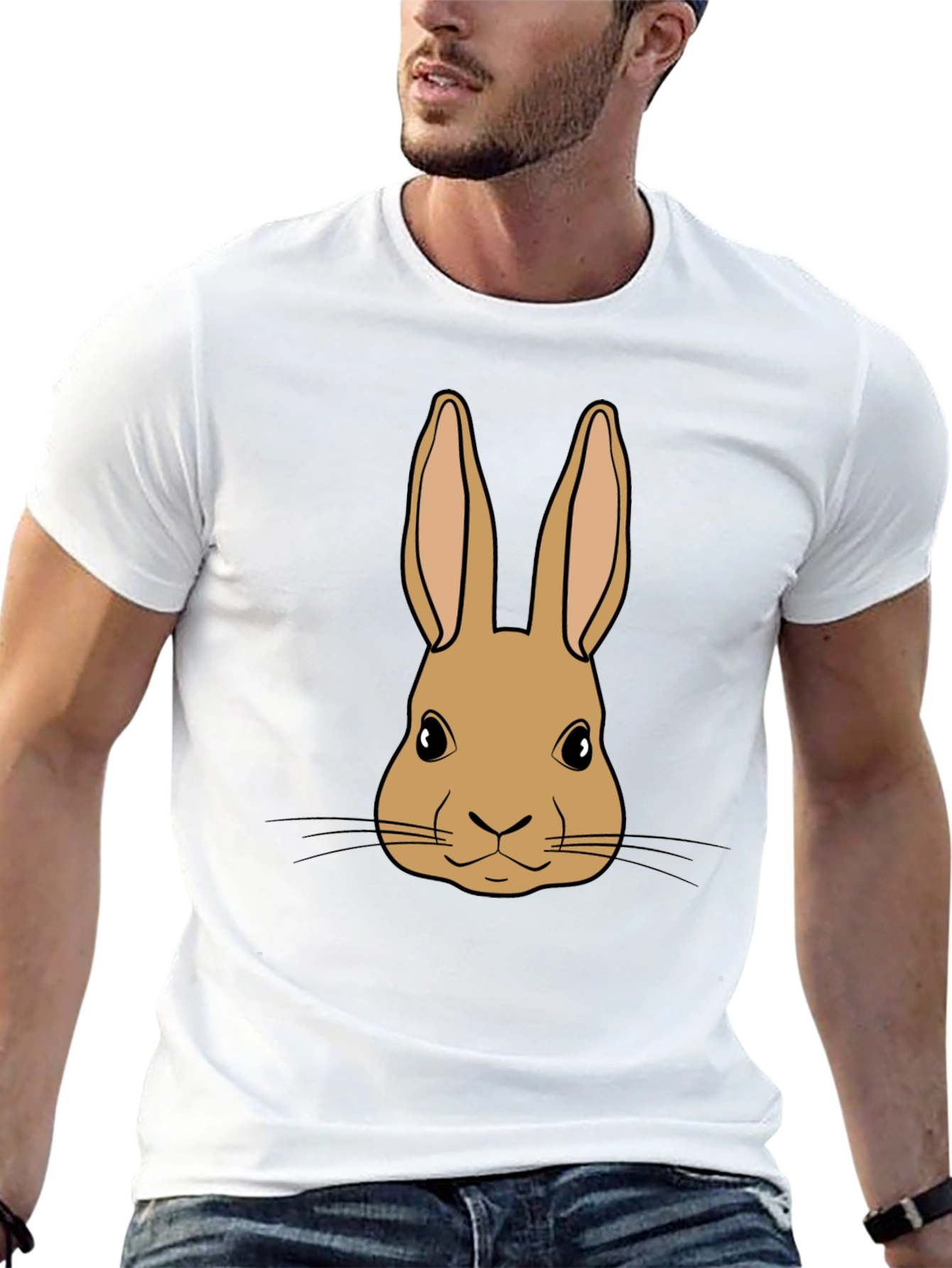 Bunny Graphic Tee - Black Cotton Blend Unisex