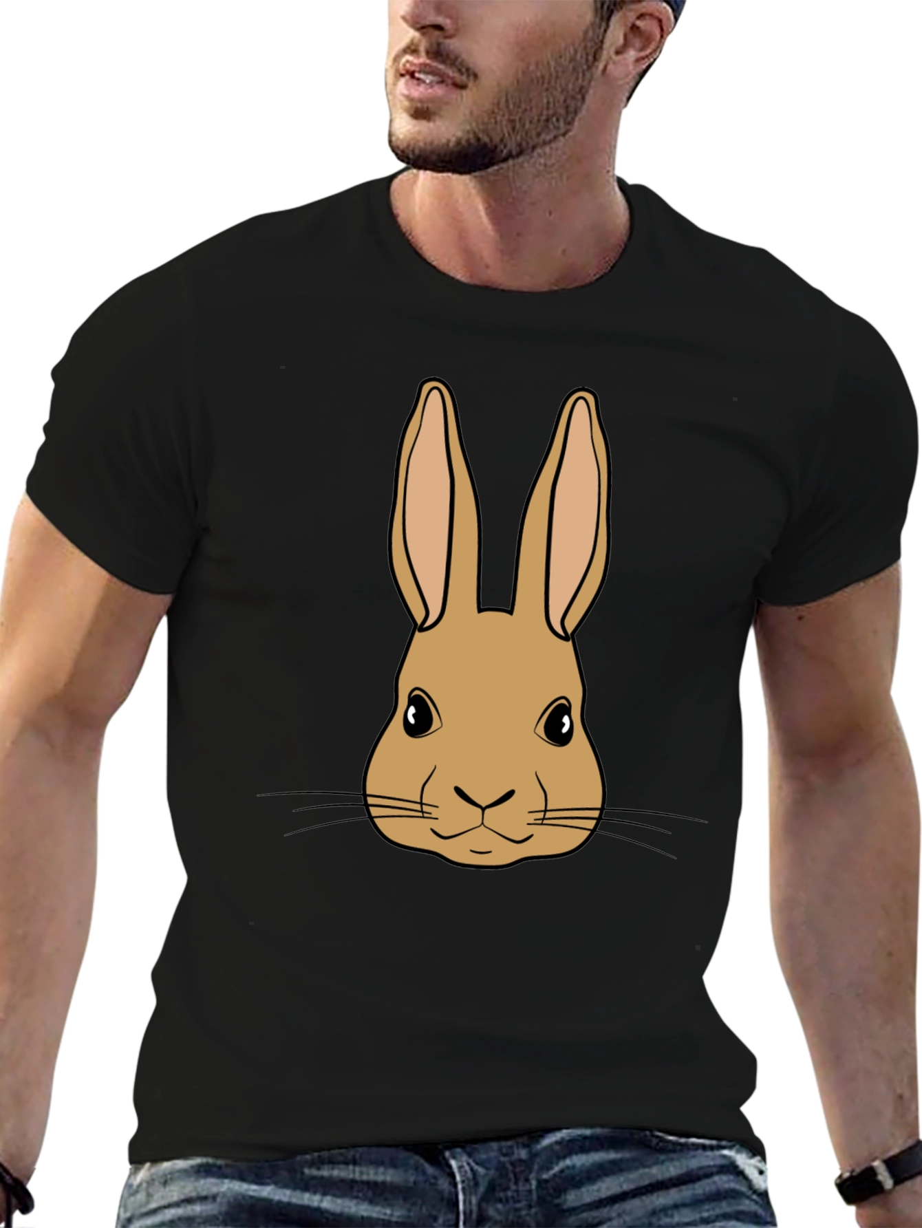 Bunny Graphic Tee - Black Cotton Blend Unisex