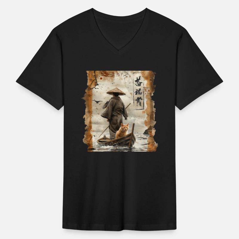 Silhouette Papyrus Scroll Japanese Art Fisherman