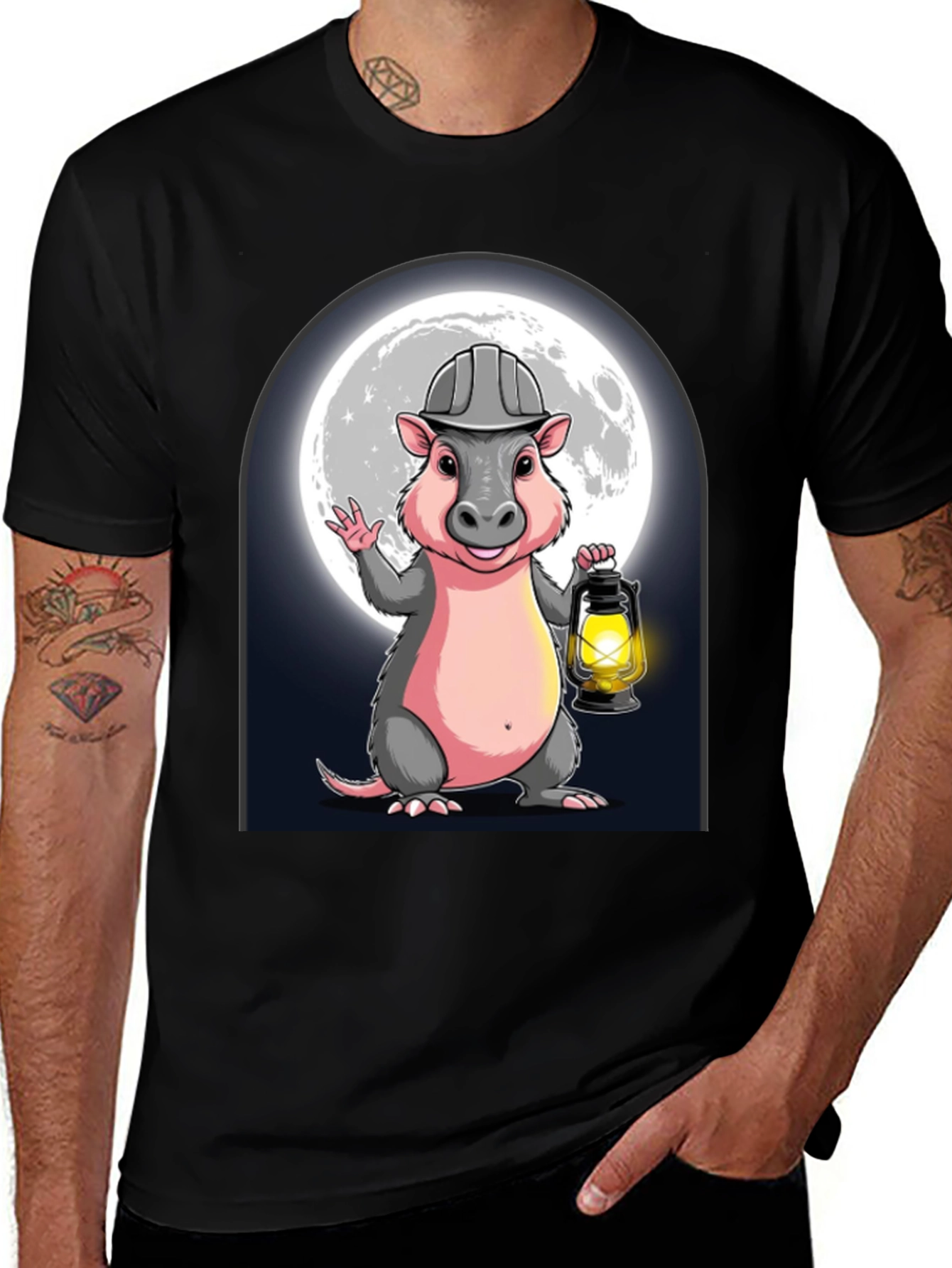 Miner Opossum T-Shirt - Cartoon Graphic Tee