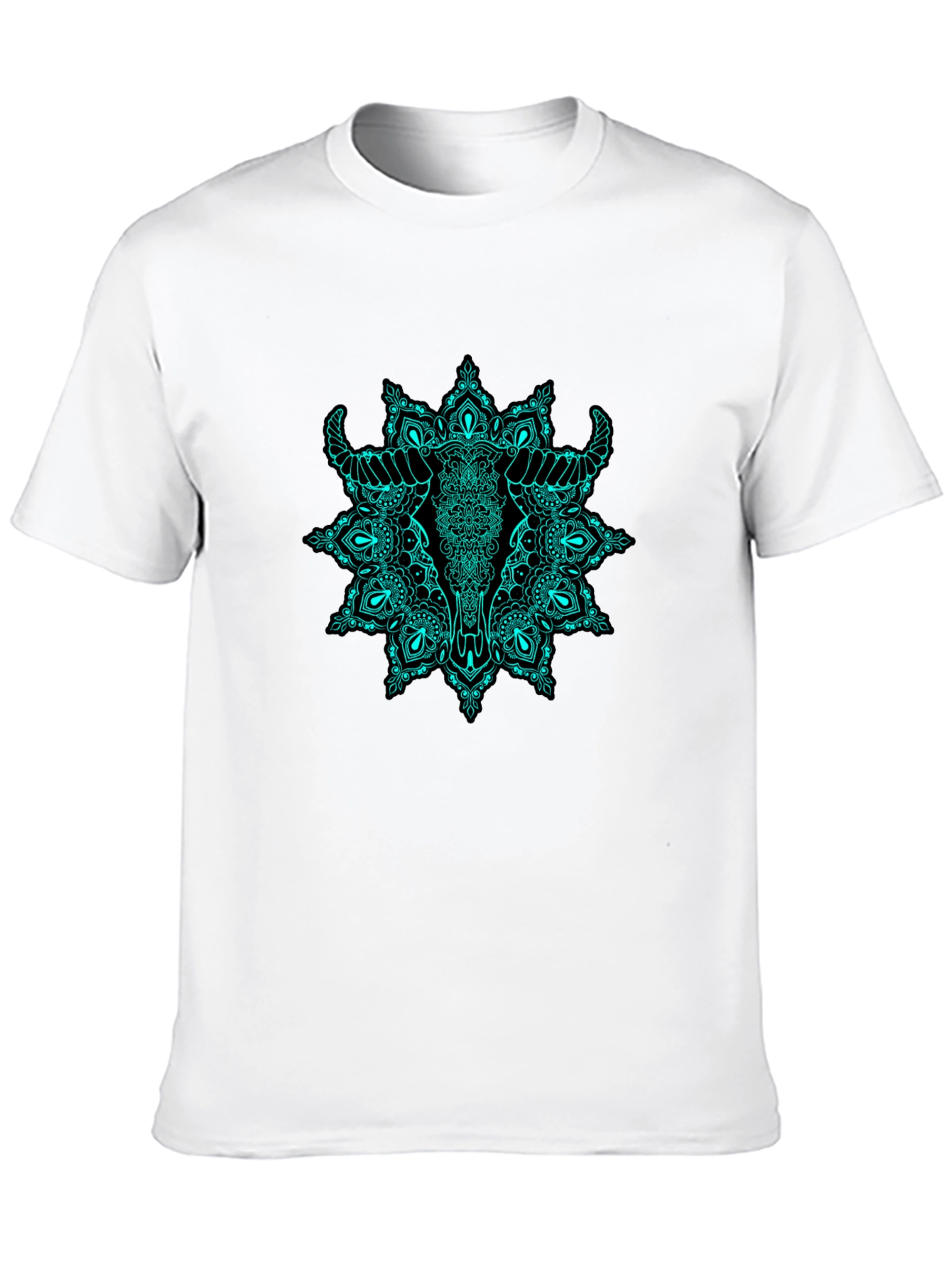 Bull Skull Mandala Graphic Tee - Black