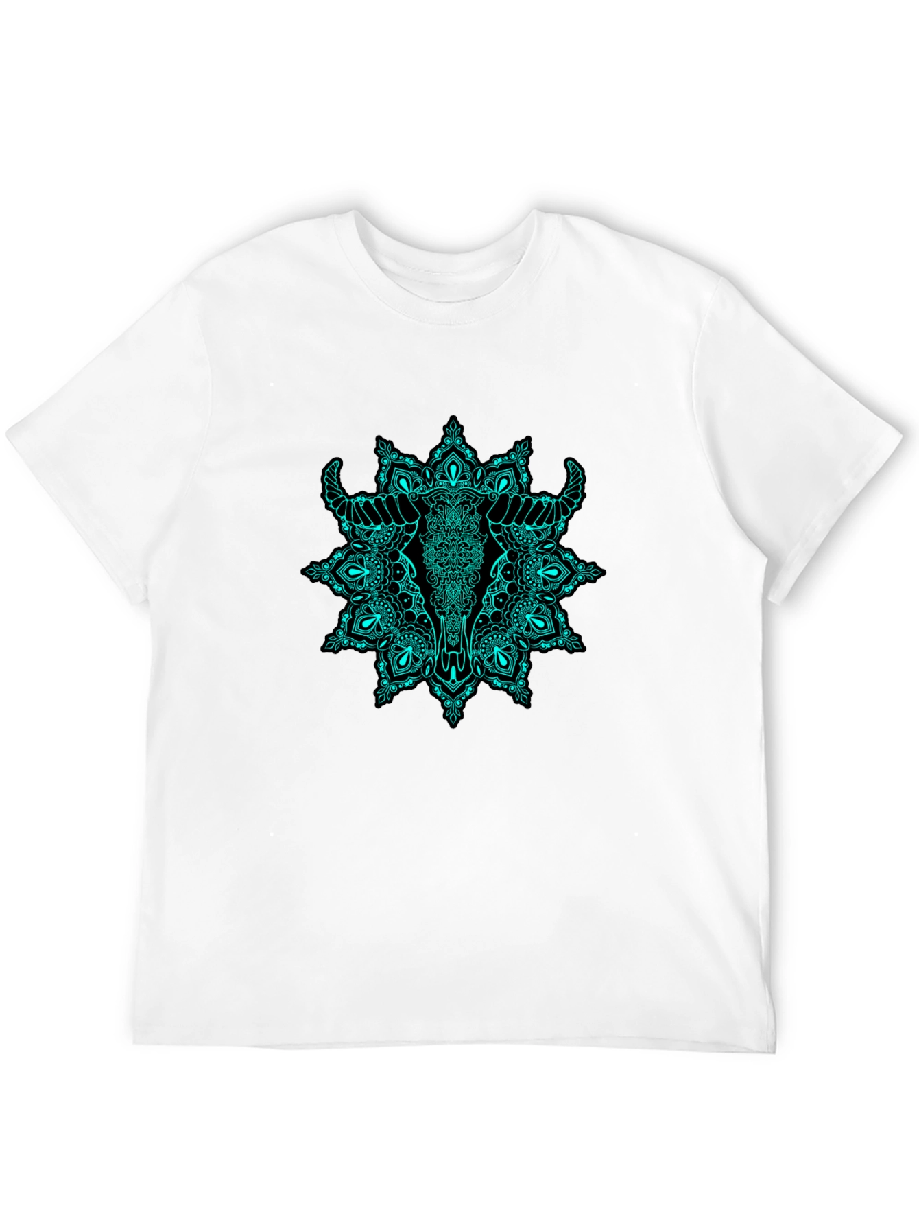 Bull Skull Mandala Graphic Tee - Black