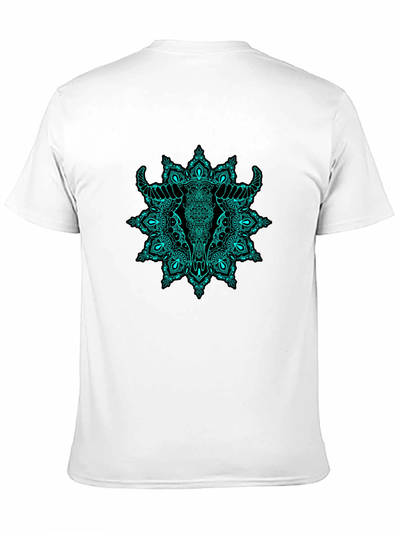 Bull Skull Mandala Graphic Tee - Black