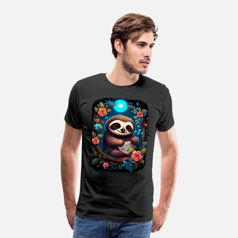 Sloth Cute Animal Floral Night Sky