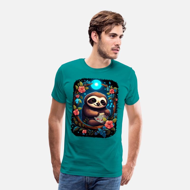 Sloth Cute Animal Floral Night Sky