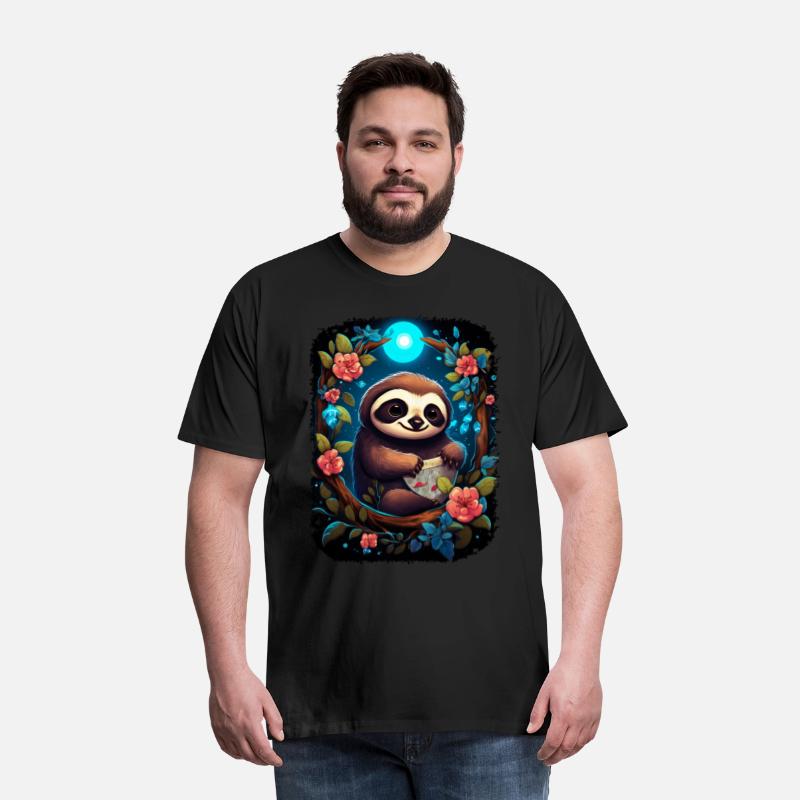 Sloth Cute Animal Floral Night Sky