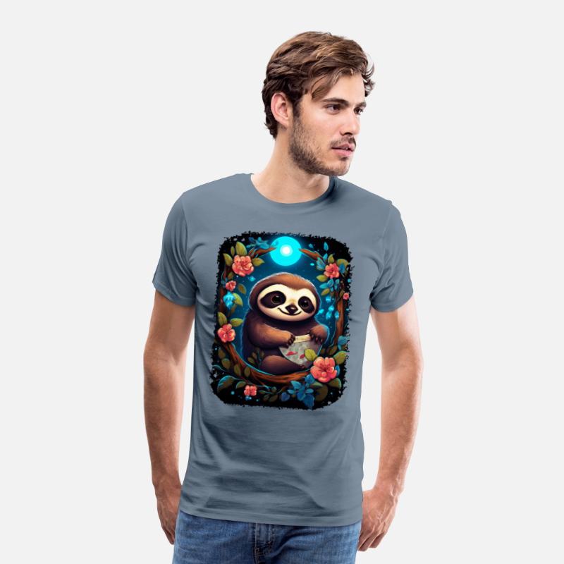 Sloth Cute Animal Floral Night Sky
