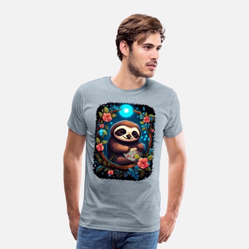 Sloth Cute Animal Floral Night Sky