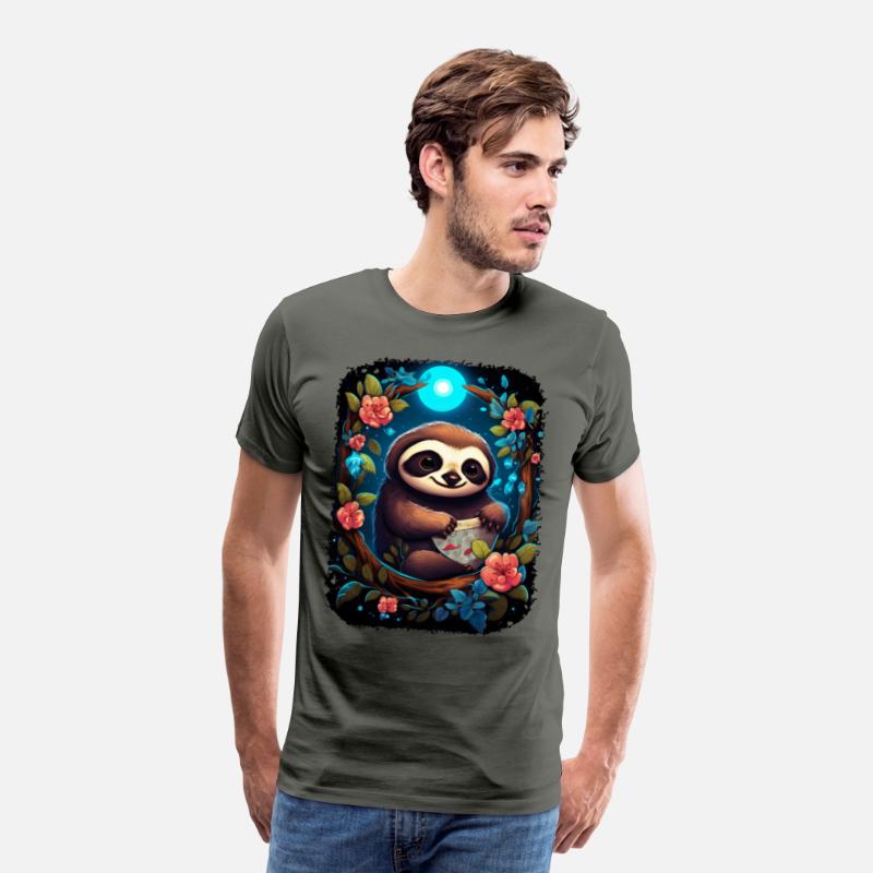 Sloth Cute Animal Floral Night Sky