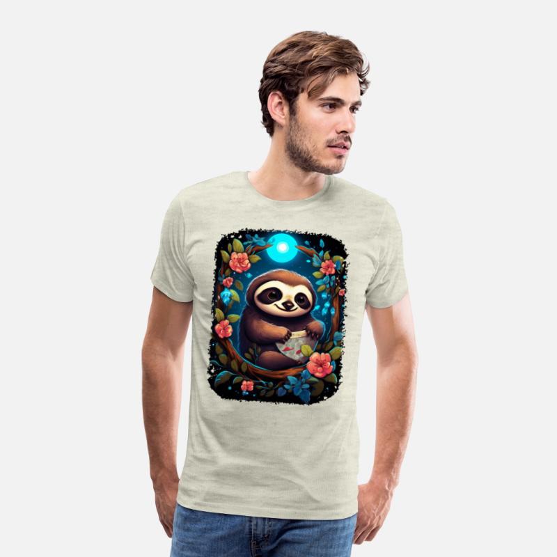 Sloth Cute Animal Floral Night Sky