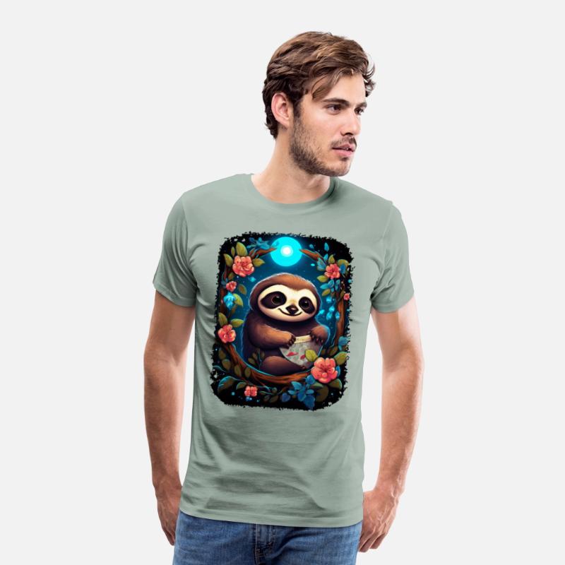 Sloth Cute Animal Floral Night Sky