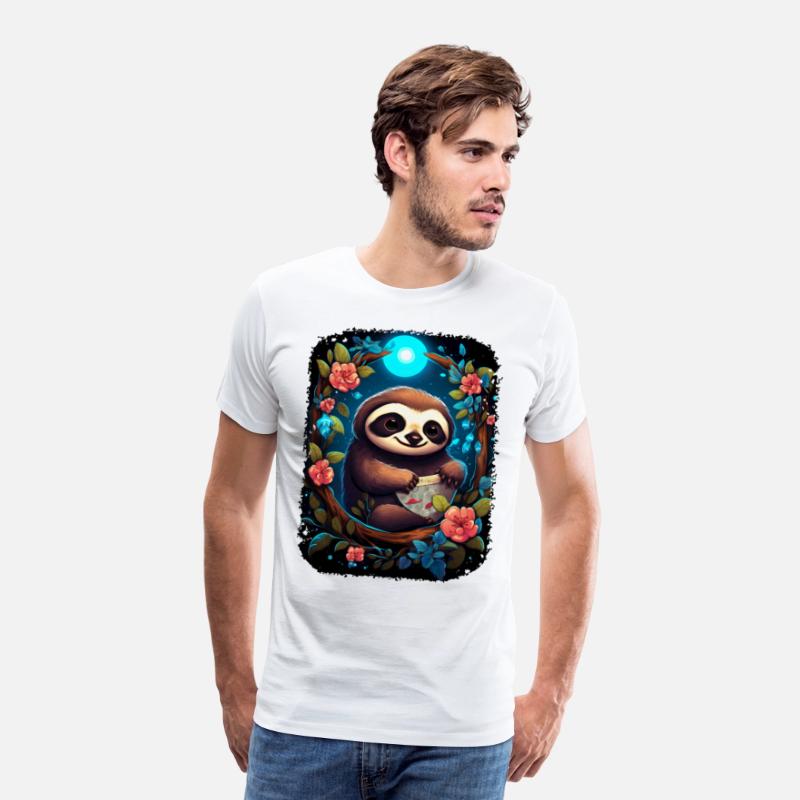 Sloth Cute Animal Floral Night Sky